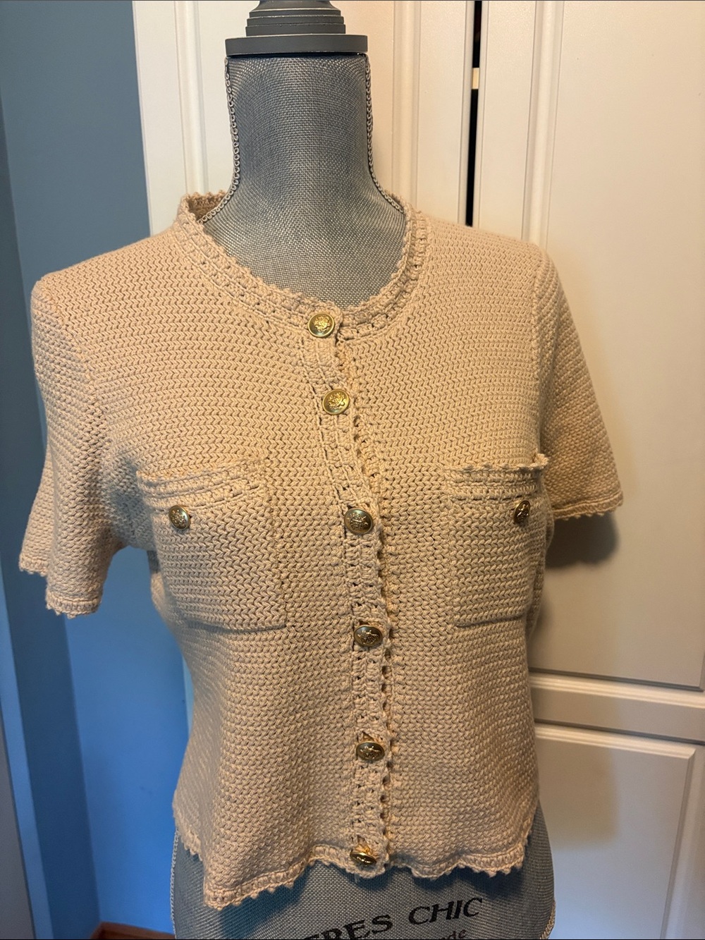 J.Crew Short Sleeve Sweater Lady Jacket Crochet Knit Top Size Medium